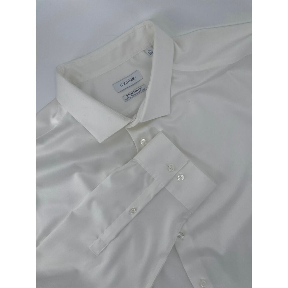 Calvin Klein Infinite Non-Iron Dress Shirt Men’s 20 36/37 Classic White Big/Tall